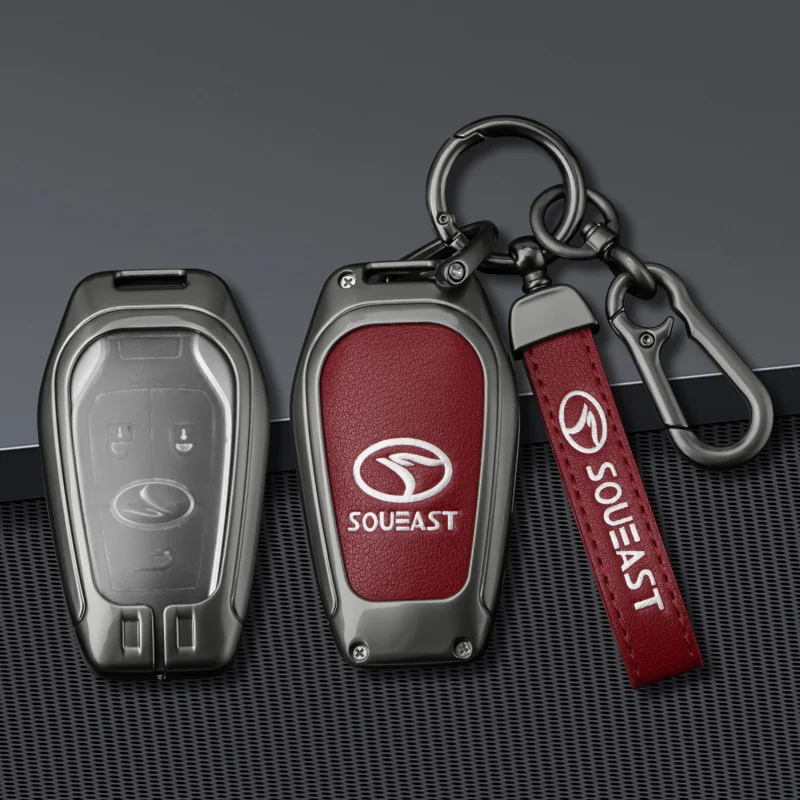 New Zinc Alloy Leather Car Remote Key Case Cover Holder Fob for Southeast Soueast DX3 DX7 Braun Protector Shell Auto Accessories