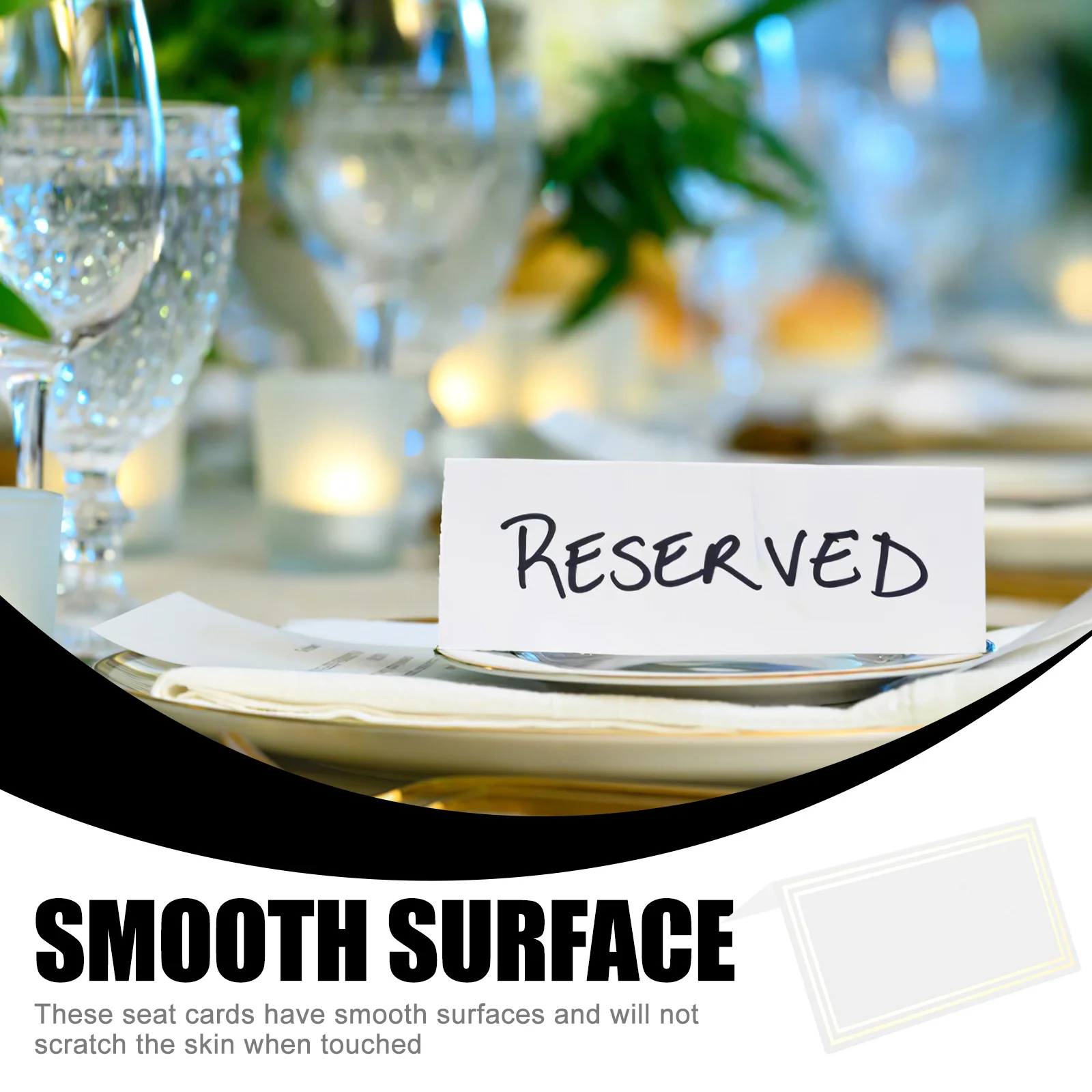 

50pcs Double Frame Silver Foil Table Tent Cards Smooth Surface For Wedding Party Banquet Place Cards Foldable Name Card Decor