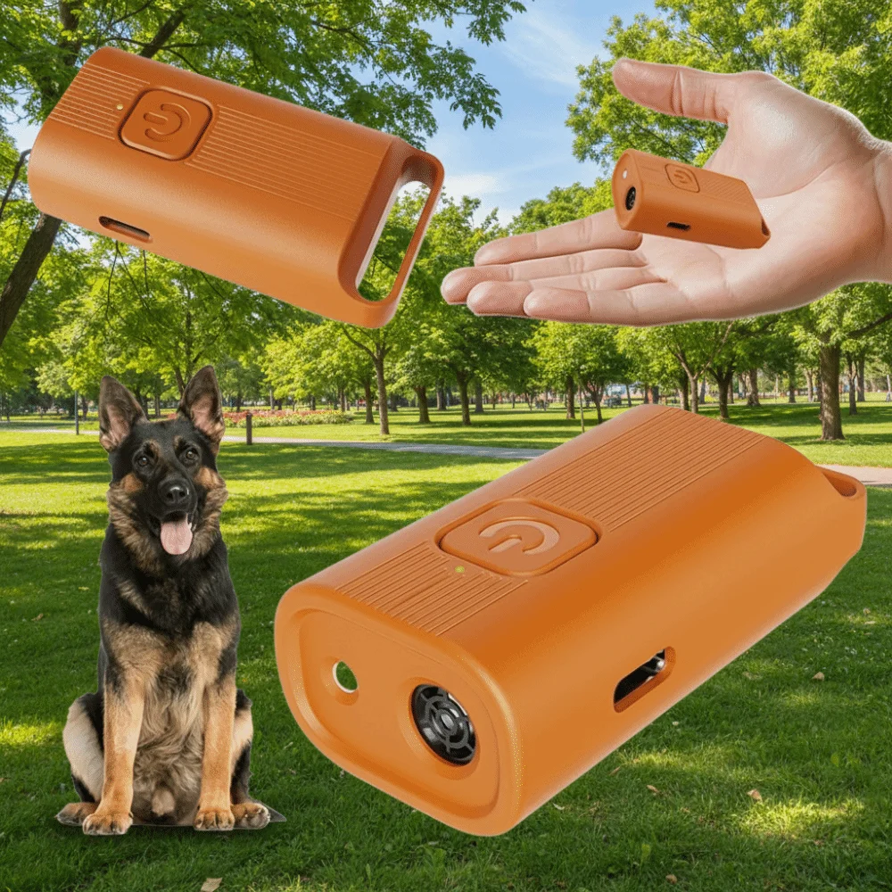 Handheld Ultrasonic Dog Repellent with LED Light Luminous Dog Repeller Mini Remote Control Dog Anti-Barking Device Park
