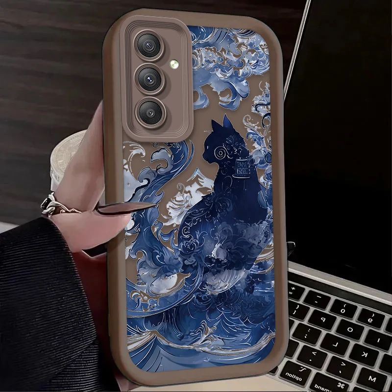 Oil Painting Artistic Cat Phone Case For Samsung Galaxy A14 A15 5G S21 S22 S23 S24 FE Plus Ultra A25 A35 A52 A53 A54 A55 Cover - náhled 3