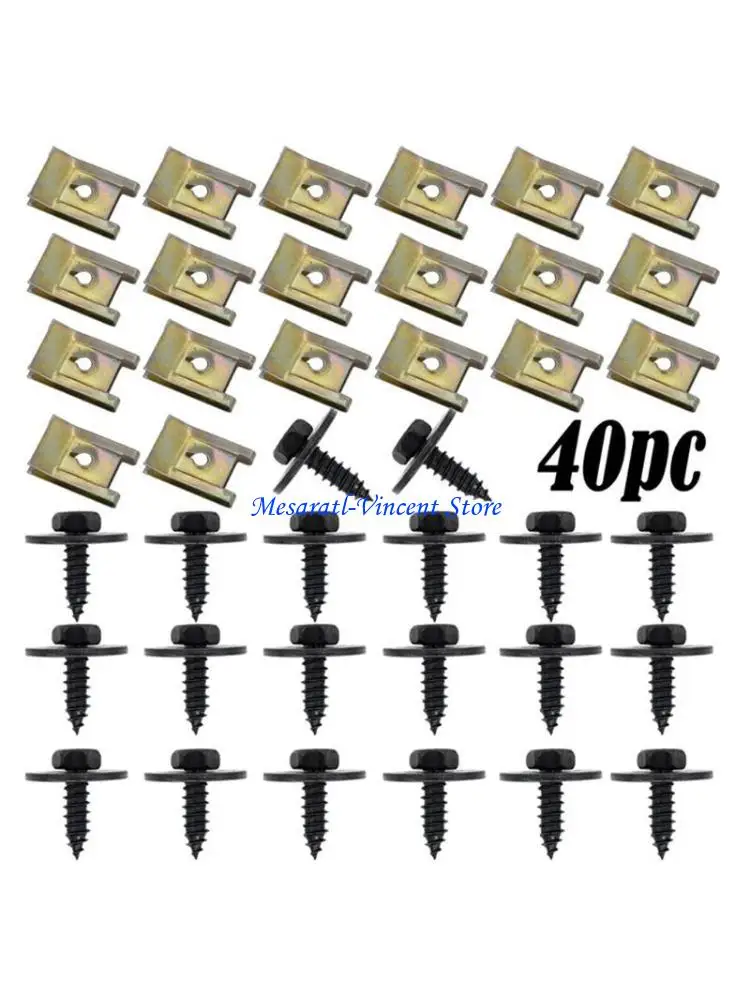 A70F U Nut Screw Set 40pcs/set Quick Release Under Tray Sheet Metal Fixing Interior Accessories Auto Fixing Clips