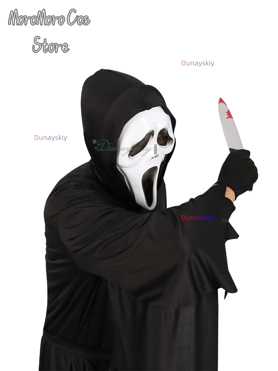 

Children Fancy Dress Skull Mask Black Long Robe Scream GhostFace Cosplay 웃긴 의상 Halloween Party Horror Movie Carnival Adult Kid