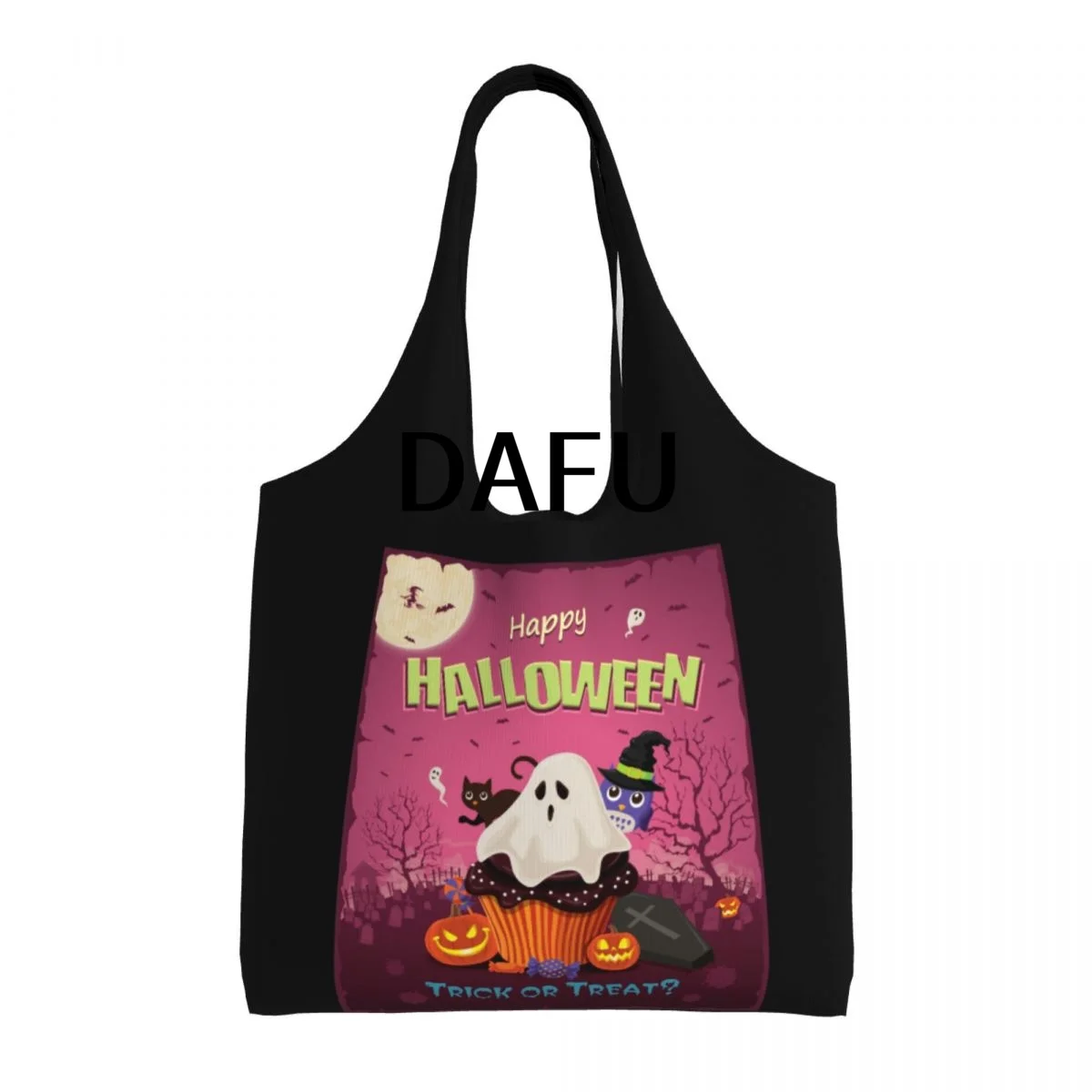 

Happy Halloween Funny Halloween Print Cotton Tote Bag - Casual Commuter Shoulder Bag for Work Grocery Shopping Trick or Treat