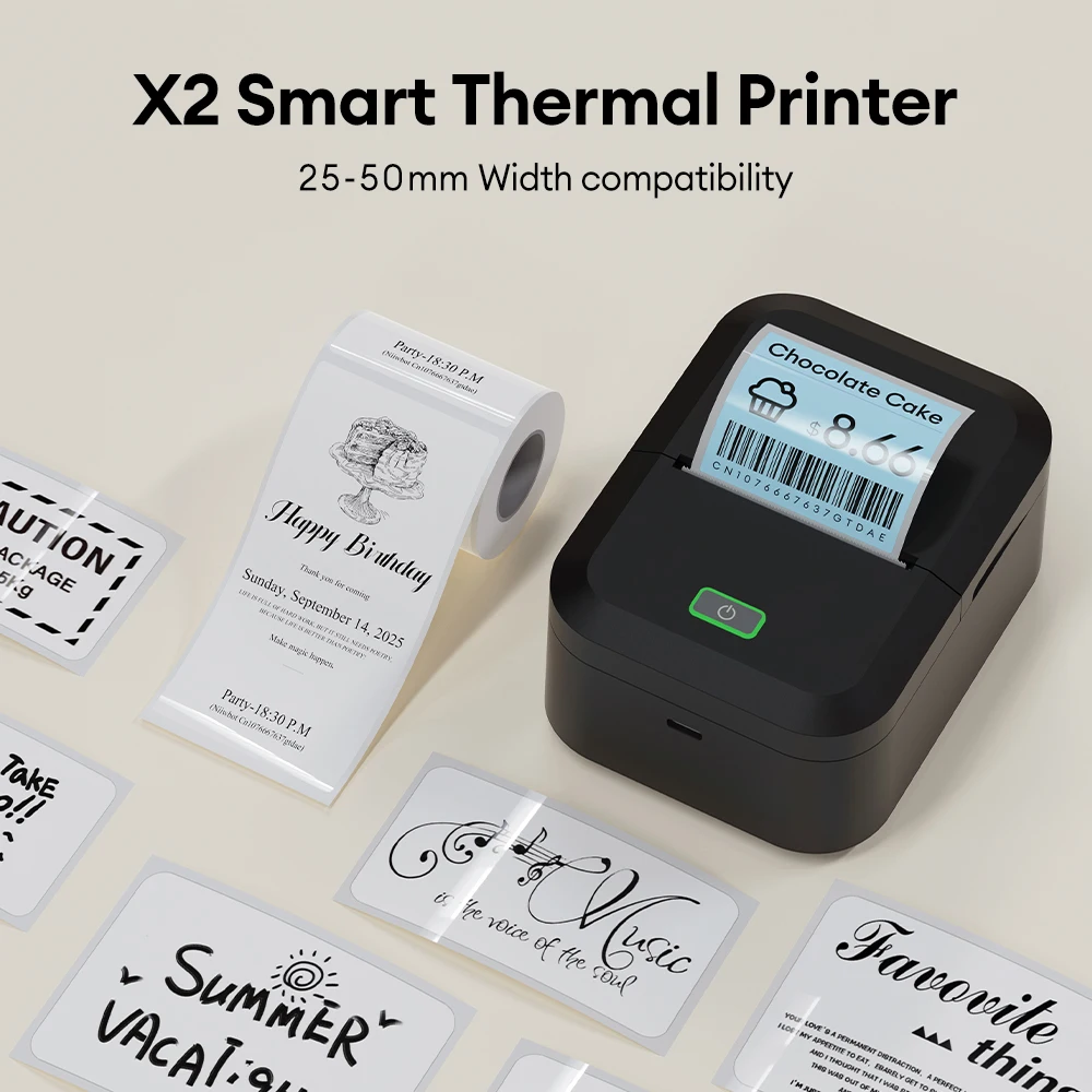 Marklife X2 Mini Portable Label Printer Handheld Pocket Printer Thermal Self-Adhesive Sticker Labeling Machine With Tape Noink