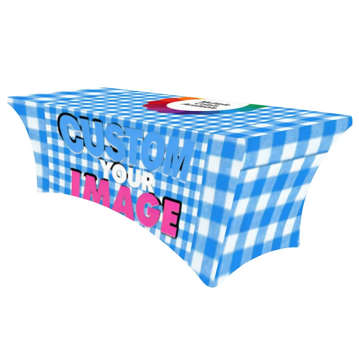

Custom Logo Spandex Table Cover 4ft/5ft/6ft/8ft Stretch Tablecloth for Hotel Banquet Wedding Exhibition Counter Decor