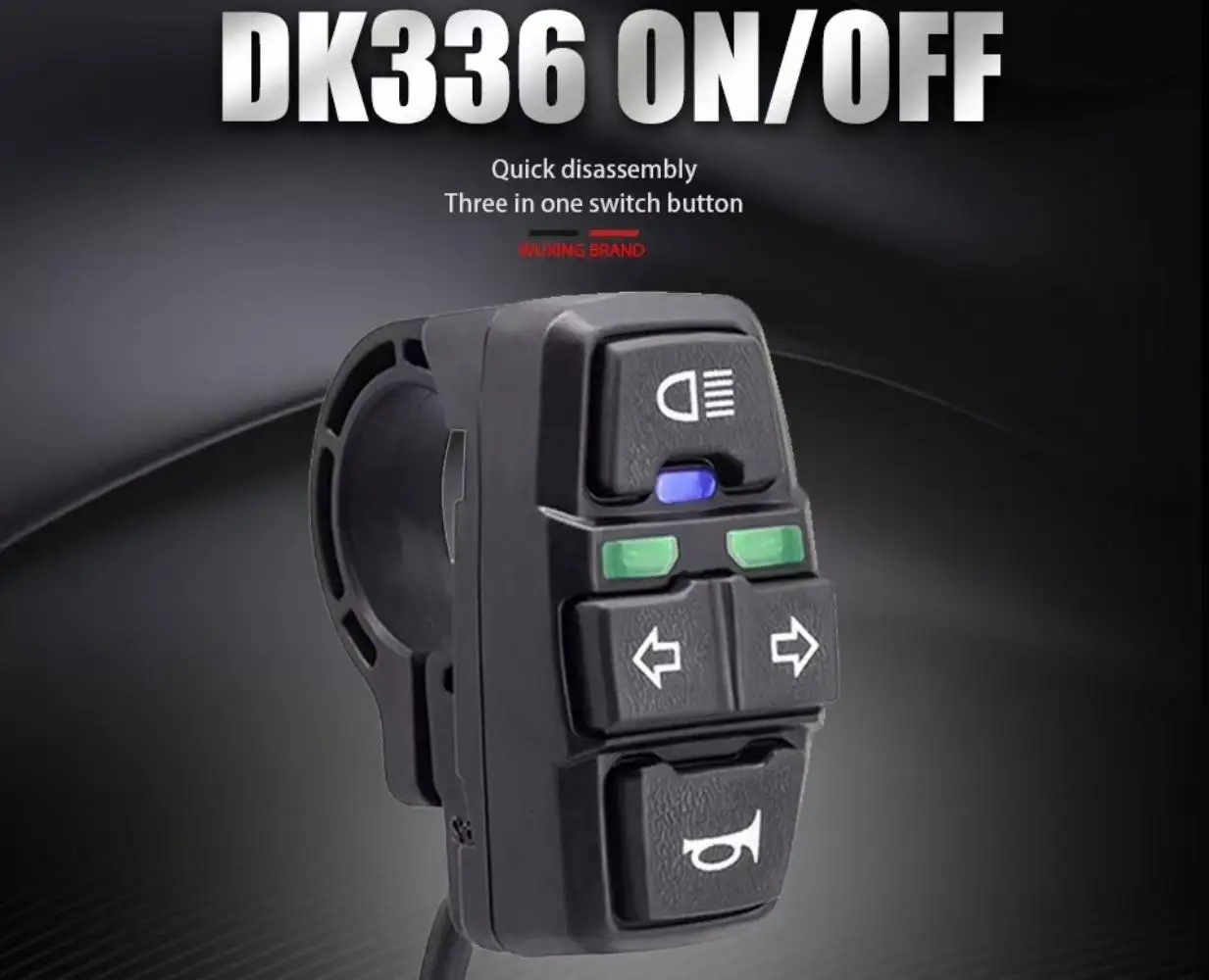 3-in-1 Electric Bike Switch: Headlight Turn Signal Horn Control 36V/48V ON/OFF Waterproof ON/OFF Control Switch for E-Bike