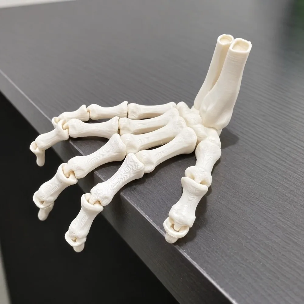9.3 cm Long 3D Printed Hand Bone White PLA Skeleton Hand Model Realistic Design Flexible Joint Poseable Skeleton Hand