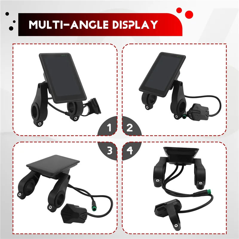 AB47-M7C-2 medidor de pantalla LCD para bicicleta eléctrica 24V 36V 48V 60V E Scooter Panel LCD con USB UART para bicicleta eléctrica de montaña 5PIN Par