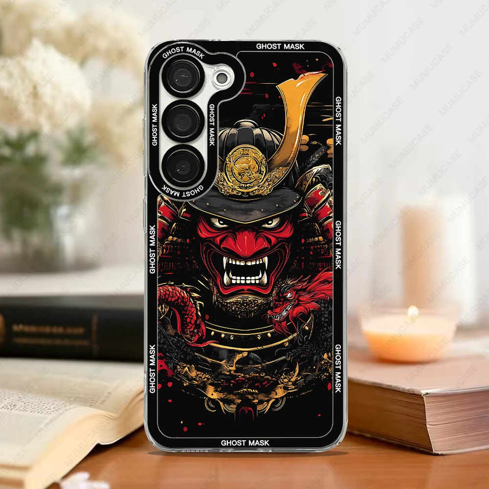Japanese Ghost Mask Phone Case For Samsung Galaxy S25 S20 S21 S22 S23 S24 FE Plus Ultra A54 A25 A15 A55 5G TPU Cover
