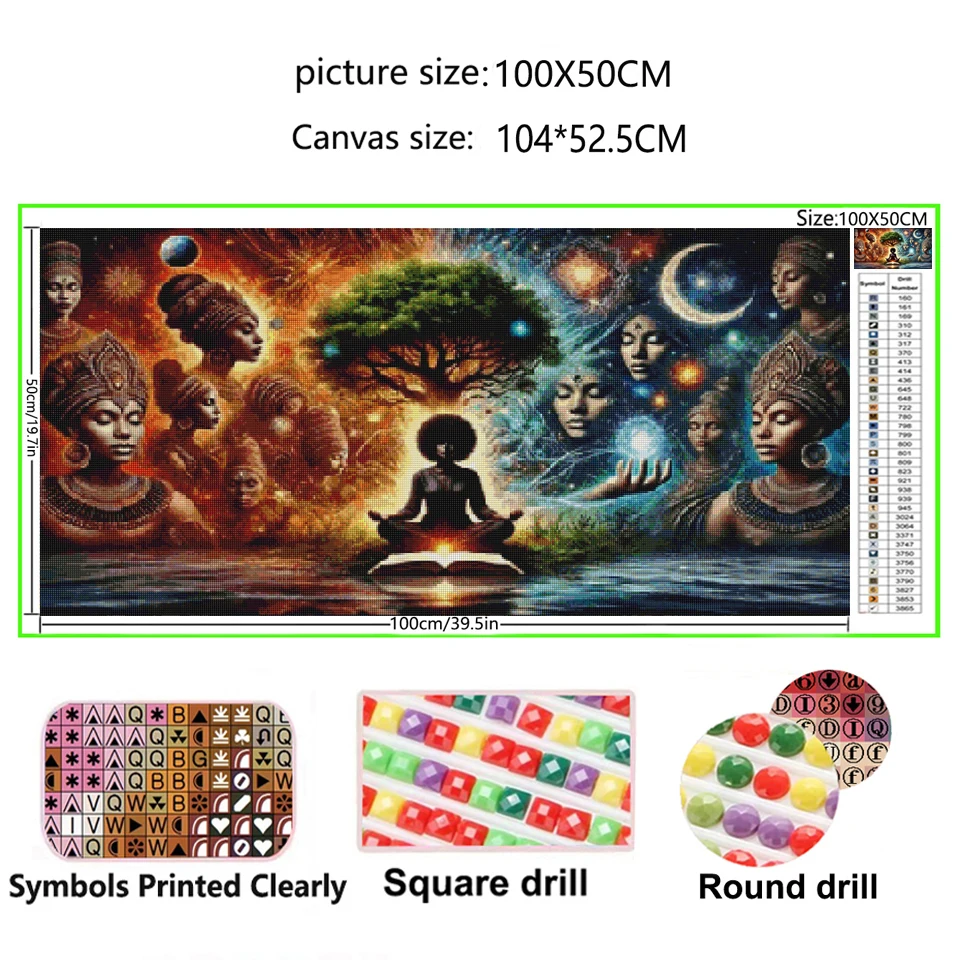 Harmony of the Cosmos 5D Diy Diamond Painting African Woman Full Diamond Mosaic Meditation Journey to Inner Peace Cross Stitch