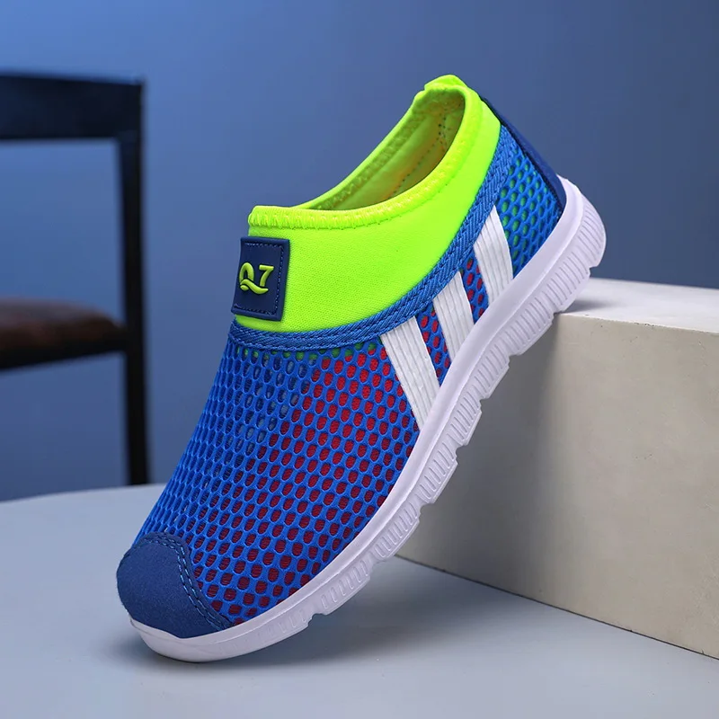 Big Kids Hollow Mesh Shoes Child Slip on Boy Girl Sandals Flat 2025 Summer Children's Fashion Walk Teen-agers Casual Shoe 28-39