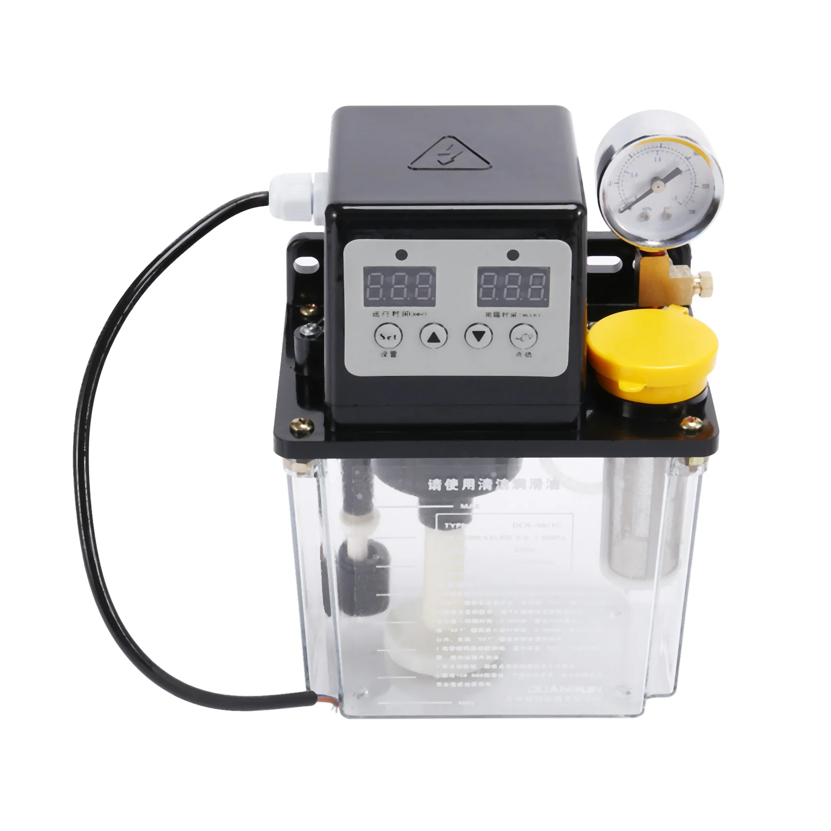 1L Lubricant Pump Automatic Lubricating Oil Pump CNC Electromagnetic Lubrication Pump Lubricator with Pressure Gauge