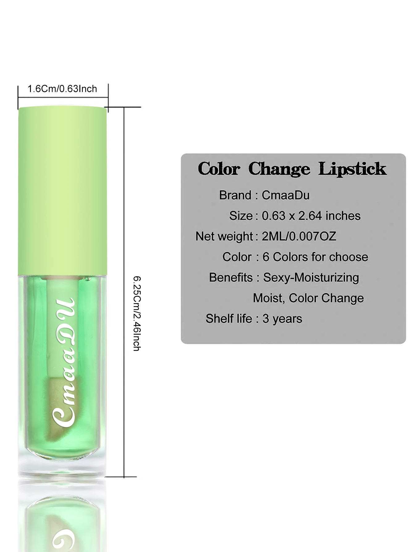 CmaaDu Green Apple Color Changing Lip Glaze Lasting waterproof non-stick cup moisture moisture not easy to fade