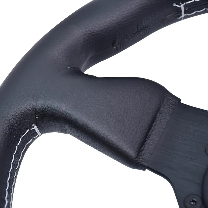 High Quality 320MM Sport Steering Wheel White Stitch Simulation Steering Wheel With Silver Arrow Horn Button