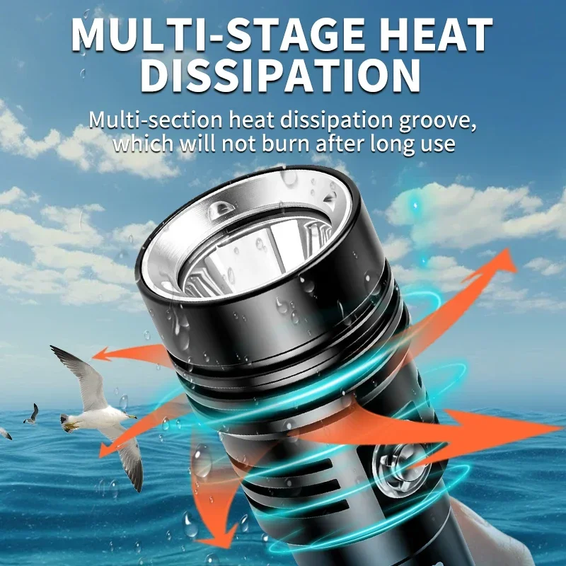 Picture 6: Diving super strong light long-range flashlight underwater waterproof night diving supplementary light super bright sea lantern