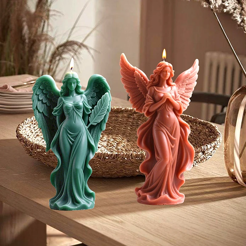 مثير آلهة مجنح شمعة قالب من السيليكون الجناح فتاة اسطوانة شمعة قوالب DIY بها بنفسك اليدوية الروائح الجبس الصابون صنع القالب