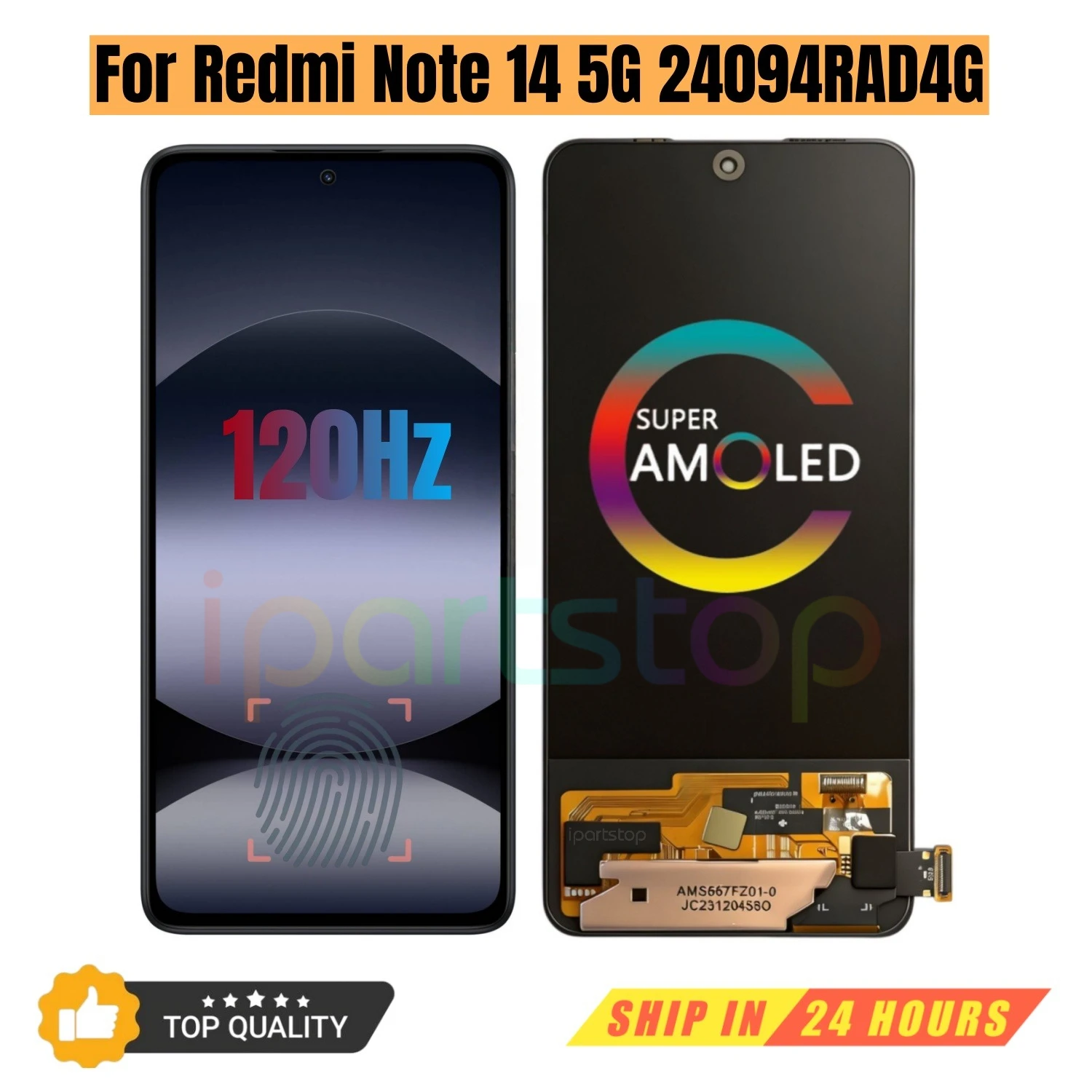 

iParts Replacement New Display for Xiaomi Redmi Note 14 5G 24094RAD4G 120Hz AMOLED Touch Screen With Frame Assembly OEM