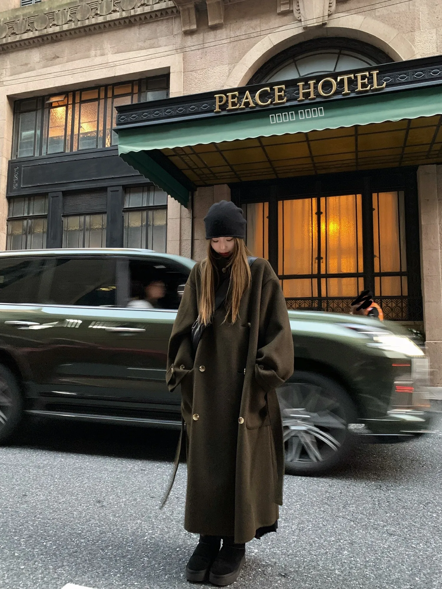 

Двустороннее теплое длинное пальто из камвольной шерсти с высоким воротником для женщин, модель Xiao Jun Jun Britney