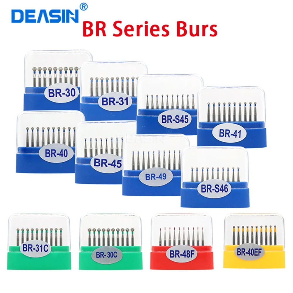 10pcs/box (BR Series) Dental Diamond Burs for High Speed Handpieces 1.6mm Extra Coarse Diamond Dentist Grinding Tools