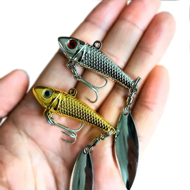 New Arrival 1PCS 17g/21g Metal VIB Fishing Lure Spinner Sinking Rotating Spoon Pin Crankbait Sequins Baits Fishing Tackle