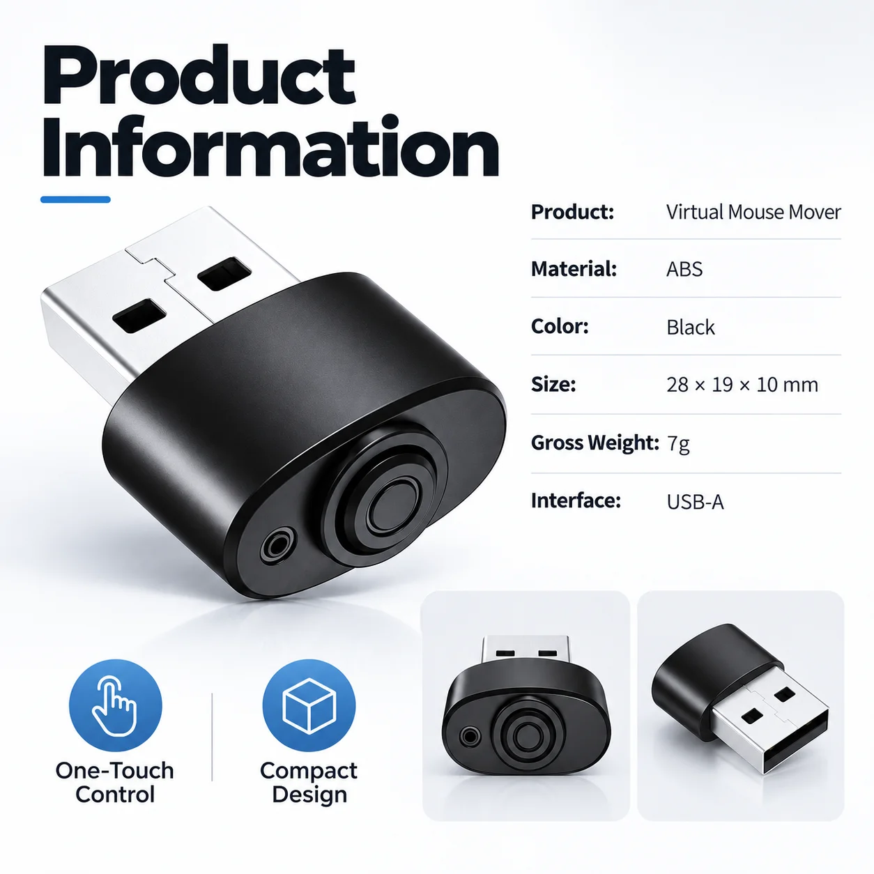 Mini USB Mouse Jiggler Automatic Mouse Mover Anti Sleep Screen Lock Preventer Computer Awake Mouse Activity Simulator