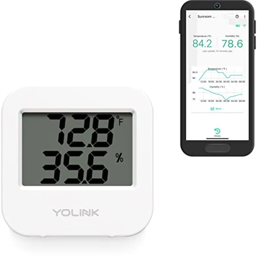 Smart Wirel Temperature and Humidity Sensor, Wide Temp Range for Fridge, Green House, Pet Cage, App Alerts, Emails, Text/SMS al