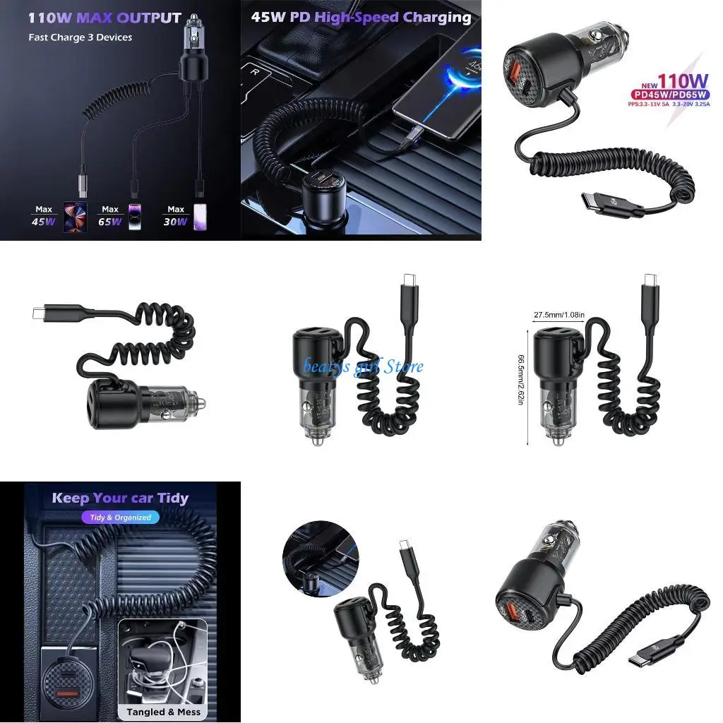 

C7AB USB C адаптер для зарядки автомобильные аксессуары автомобильное зарядное устройство Type-C для мобильного телефона 16 15 В