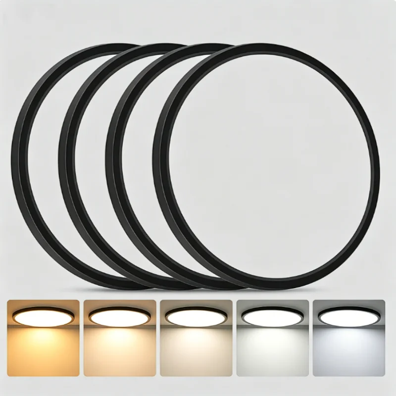 2P/4P Motion Sensor Ceiling Light ABS Material Black and White Round Ceiling Light  24W White Light Radar Motion Sensor,