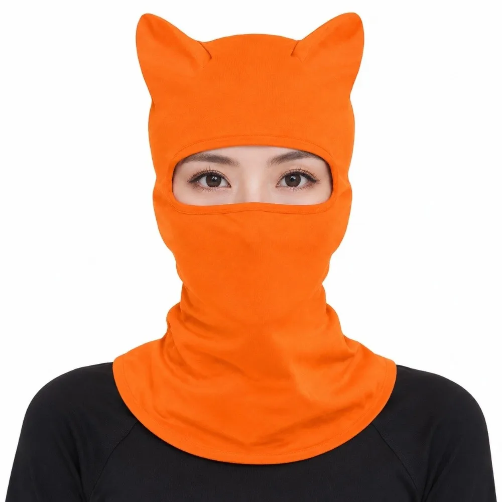 Polyester Fiber Cat Ear Face Mask Soft Windproof Neck Gaiter Bandana Hood Hat Sun Protector Full Face Cover Cycling