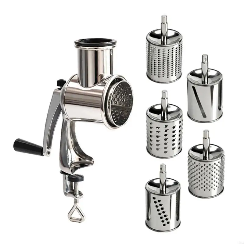 304 Stainless Steels Manual Multifunction Grater for Shredding Cheese Crushing and Slicing Garlic Featuring Suction Cup 87HA