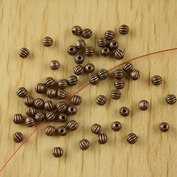 50pcs 3.6x3.6mm copper-tone little round spacer beads h2363