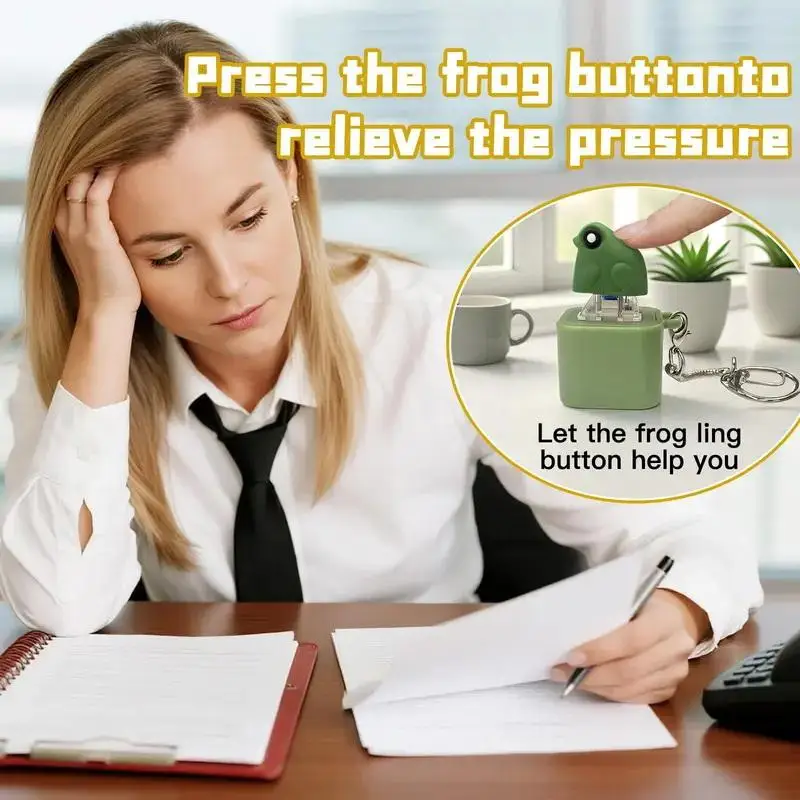 Frog Fidget Toy With LED Keychain Rechargeable Croaking Light Up Fun Ornament For School Bags
