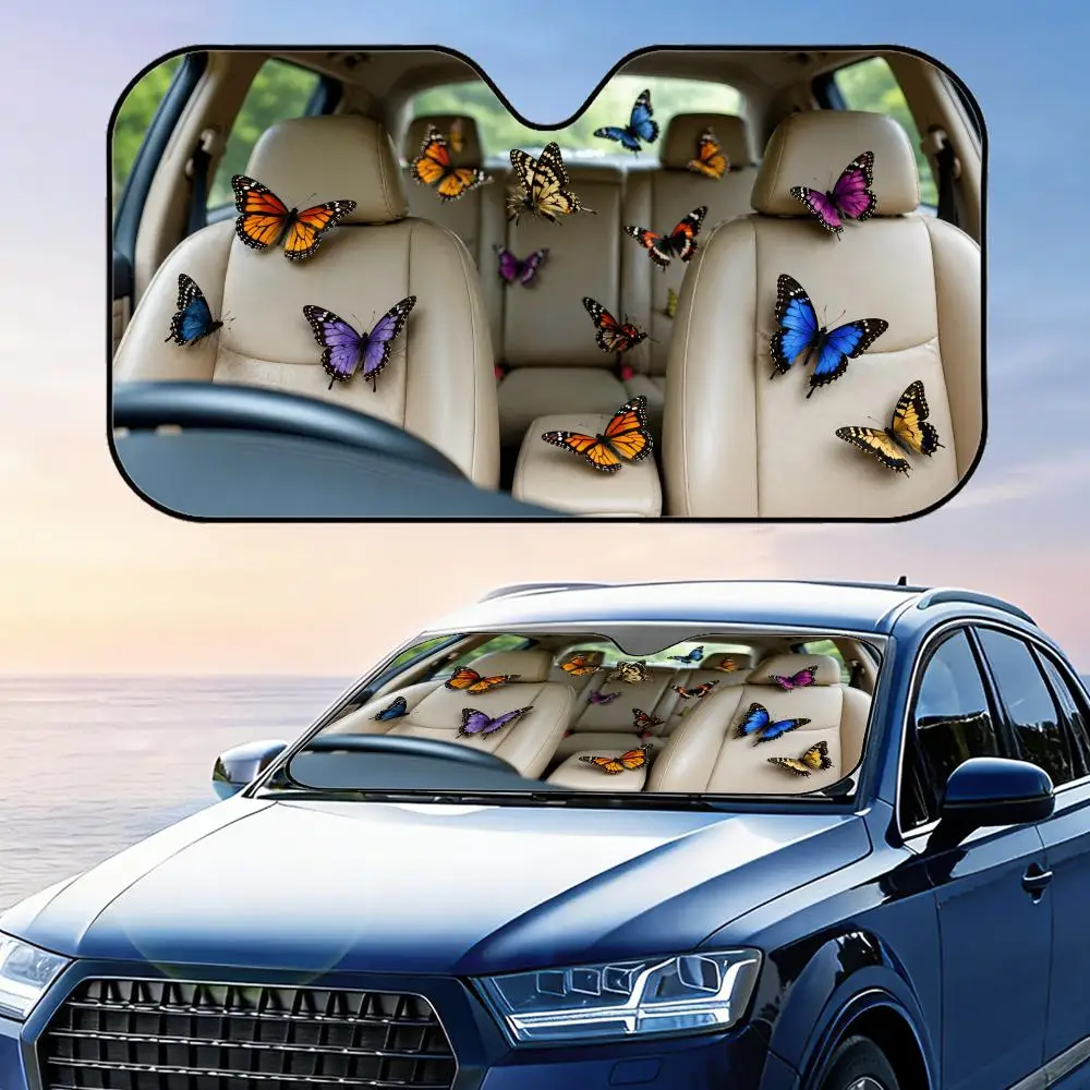 

Animal Butterfly Driving Sun Visor Foldable Universal Car Windshield Sun Shade UV Protection Heat Insulation Foldable Cover
