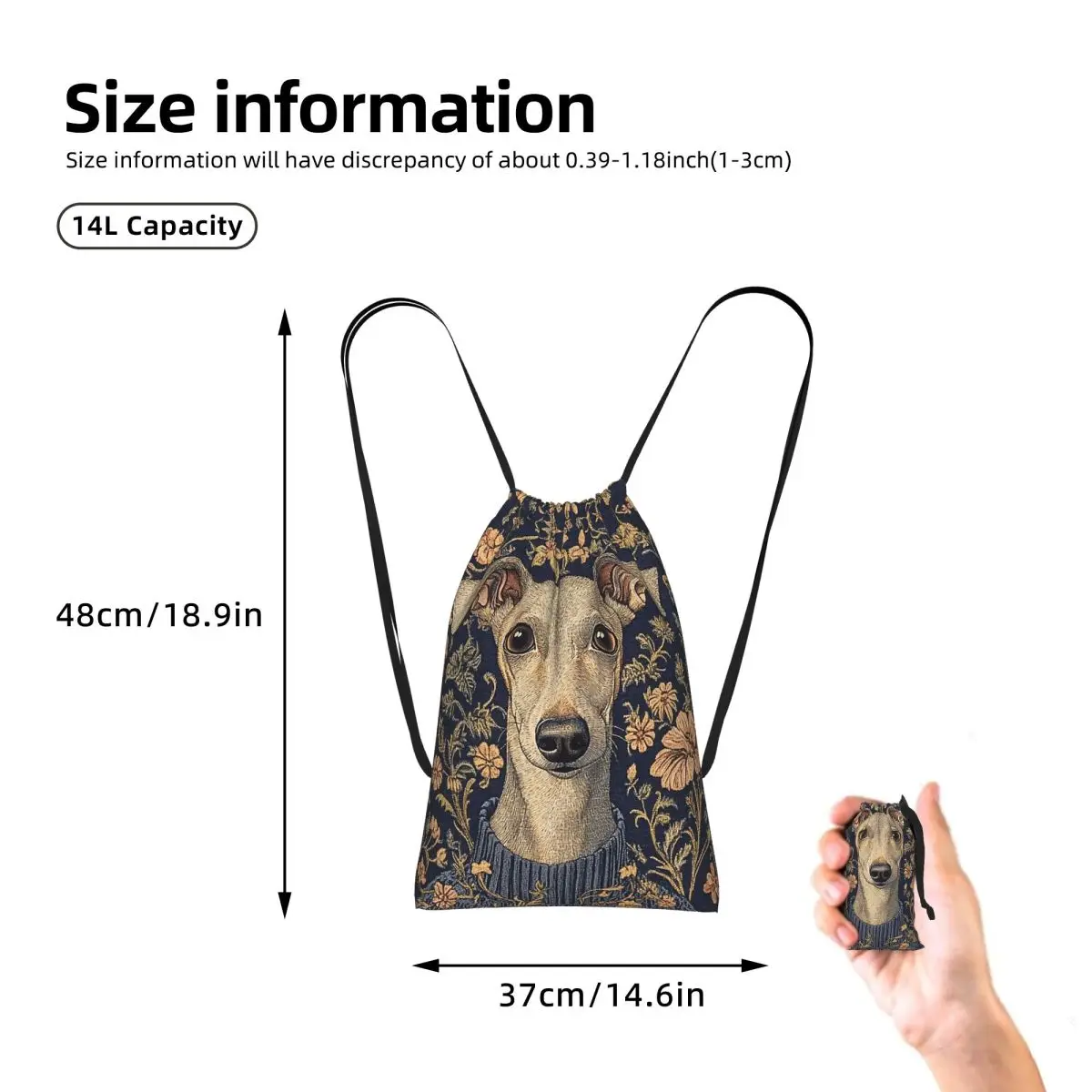 Whippet Peeping Whippet Greyhound Lurcher Dog Drawstring Backpack Sports Gym Bag Lightweight Foldable Storage Drawstring Bag