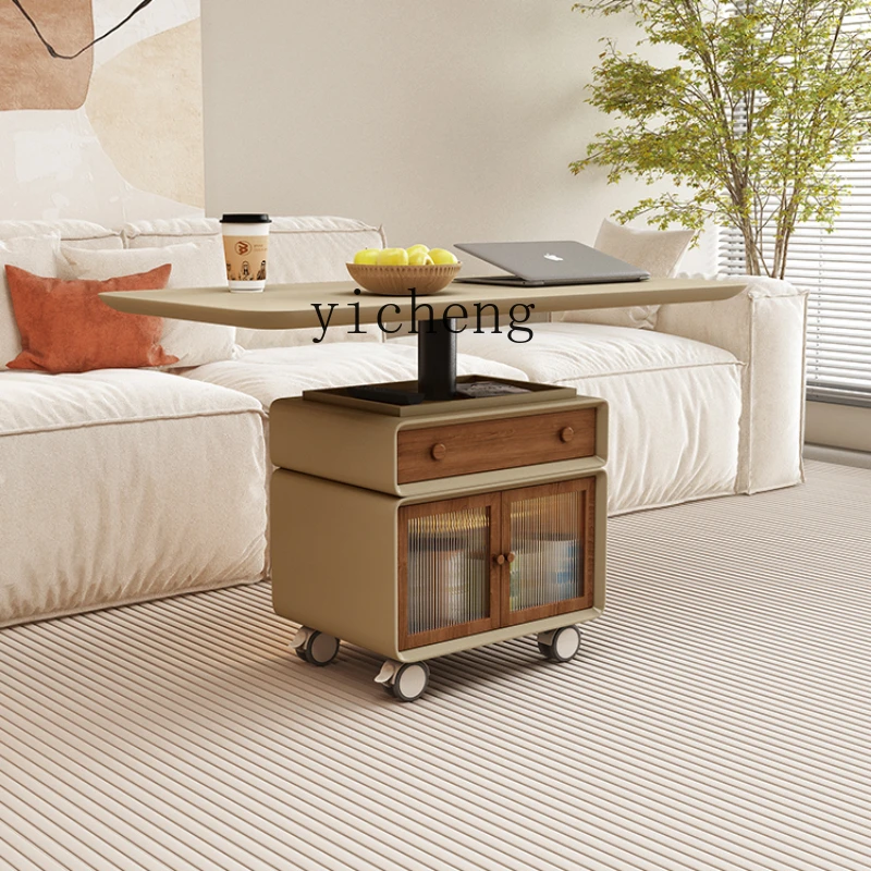 

Zf Coffee Table Small Apartment Milk Coffee Color Movable Lifting Tea Table
