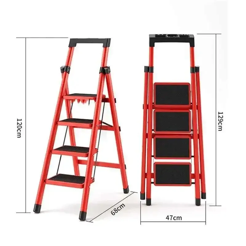 Multifunctional Kitchen Step Stool Safety Folding Ladders Carbon Steel Thickened Indoor Herringbone Stair Telescopic Ladder Z