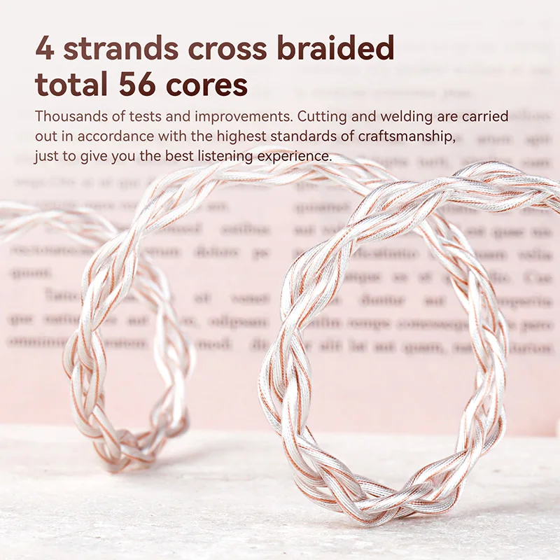 KBEAR FunMusic 4 Core Silver-plated OFC HIFI Upgrade Cable 3.5/4.4mm 2pin IEM Cable 0.75MM QDC For KZ Headphones Headset