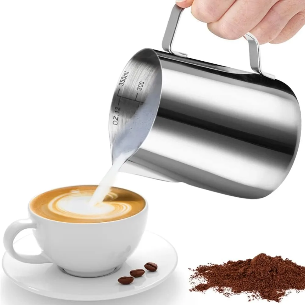 Stainless Steel Milk Frothing Pitcher 12 Ounce 350ml Cappuccino Latte Art Pouring Jug Espresso Steamer Creamer Cup for Barista Coffee view 2