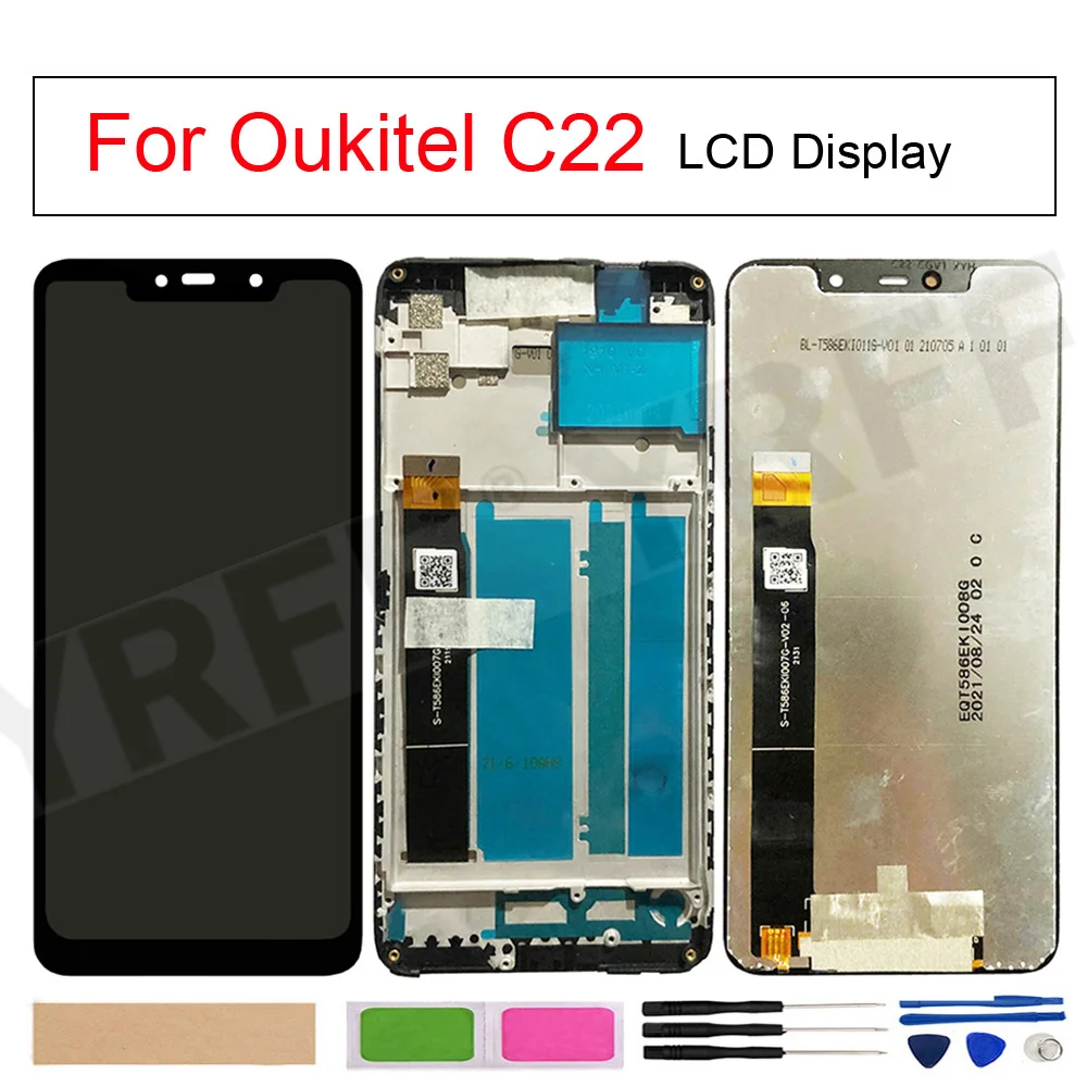 

Touch Screen Digitizer Assembly for oukitel C22 LCD Display, Wite Frame Original LCD Screen Replacement Part.