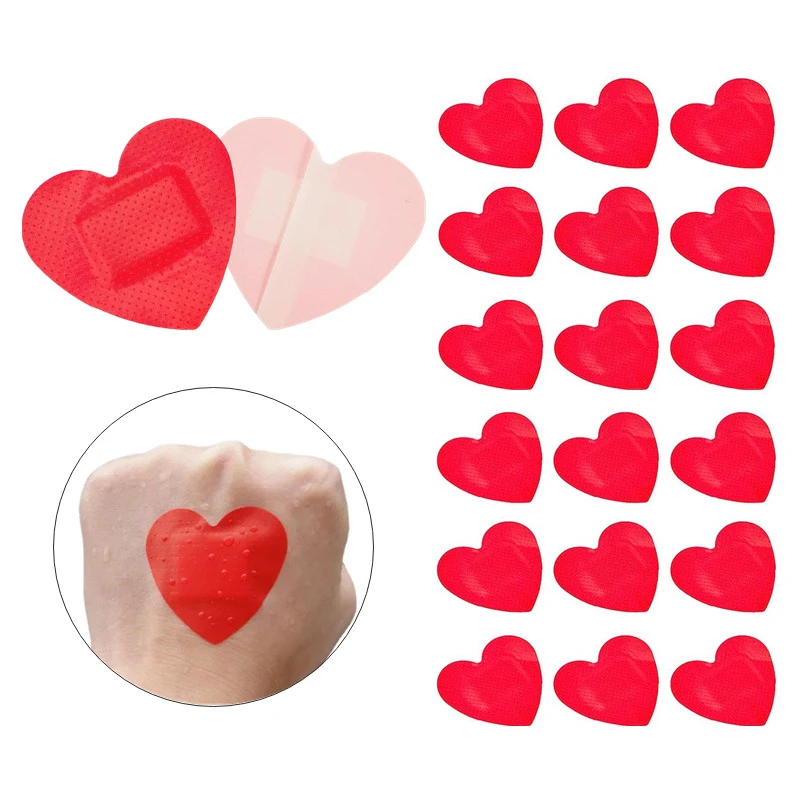 20pcs/set Heart Band Aid Patch Concert Fans Face Stickers Wound Dressing Plaster First Aid Strips Adhesive Bandages Woundplast