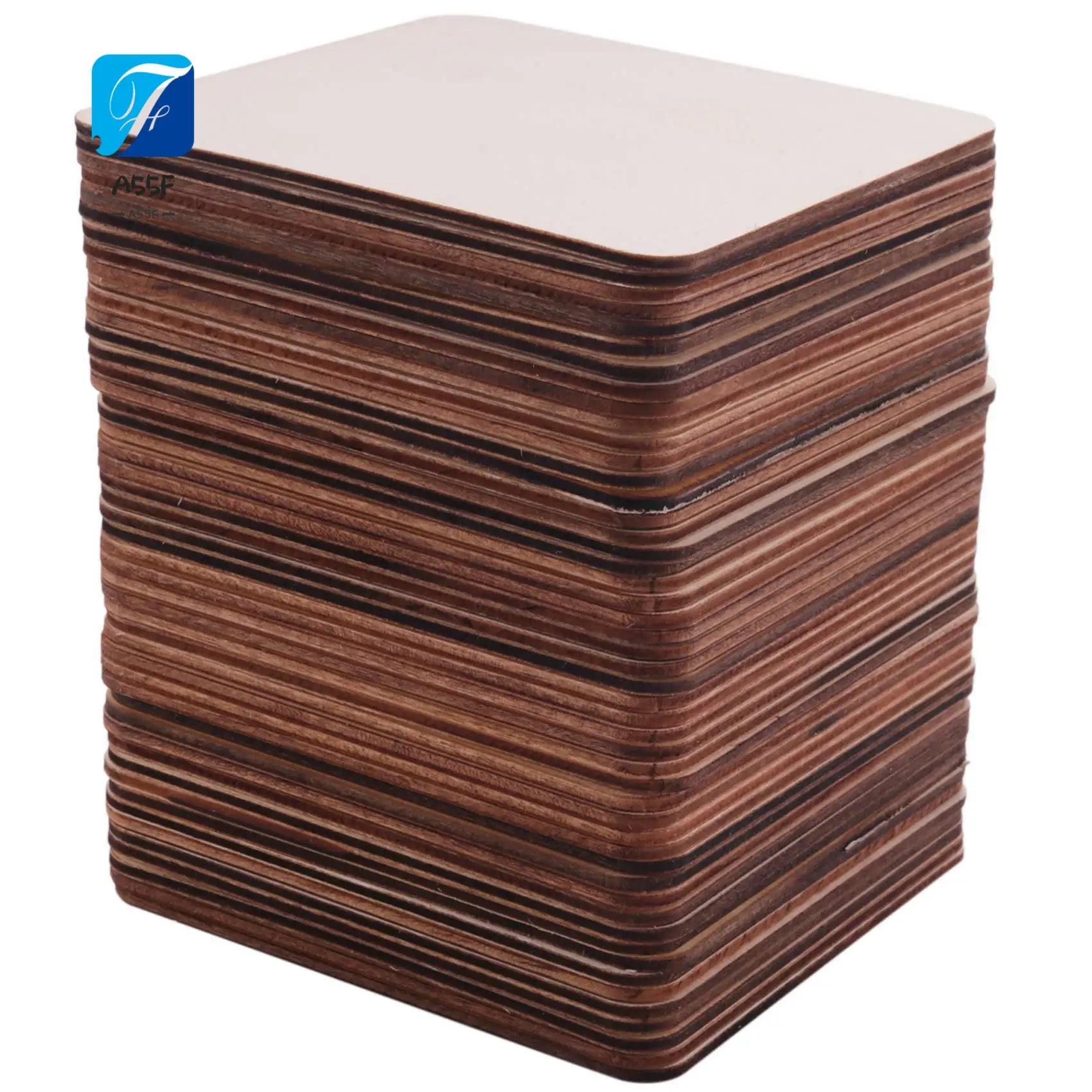 

A55F-50 шт. незавершенные квадратные ломтики дерева, пустые 4 х 4 дюйма, для подставок, пирографии, живописи, письма, украшения для фотореквизита