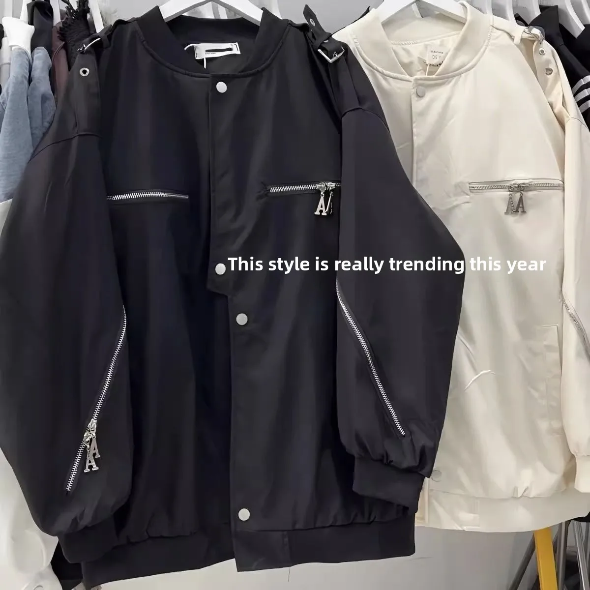 

Осень-зима, мужская куртка большого размера с несколькими молниями, модная повседневная свободная посадка из полиэстера, молодежная модная верхняя одежда, пальто