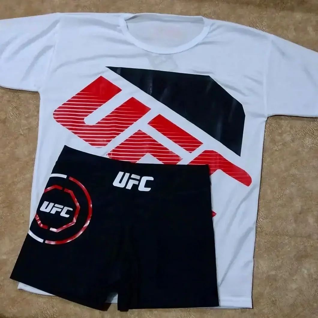 

Men's 25/26 UFC Boxing Fighting Sports Set Short Sleeved Quick Drying Sweat Absorbing 3D Printed Shorts for Fitness