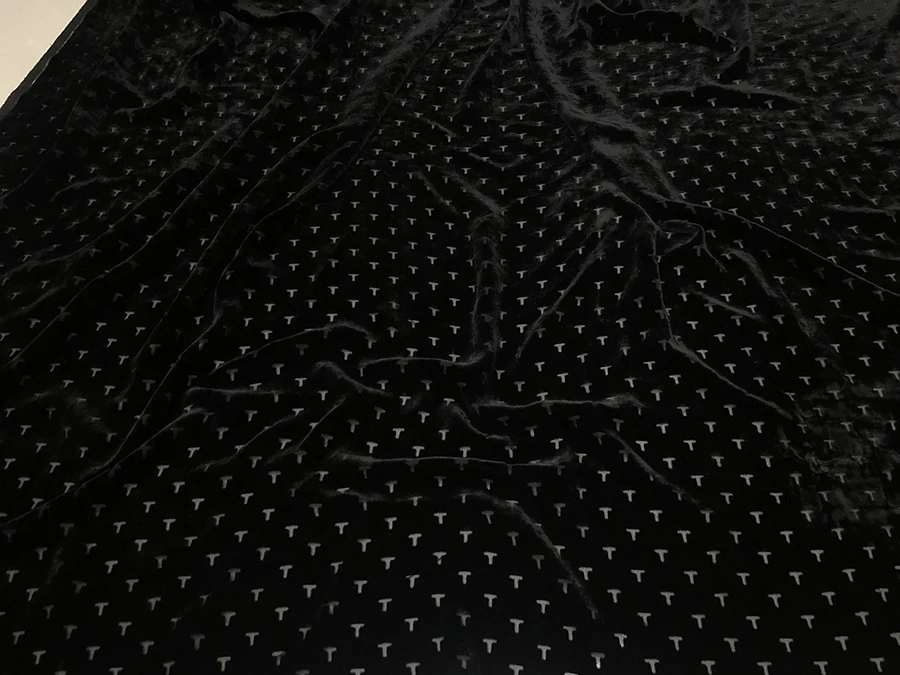 High Quality Real Silk Velvet Clothing Fabric Black T Shape Hollow out Etched-out Designer Cheongsam Dress