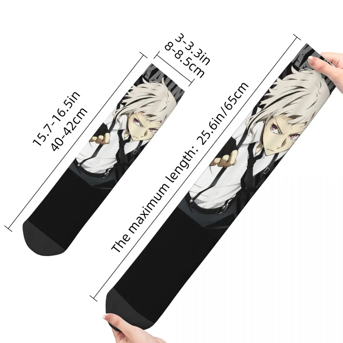 Retro Atsushi Nakajima Crazy Men\'s compression Socks Unisex Bungou Stray Dogs Wan Anime Harajuku Seamless Printed Crew Sock