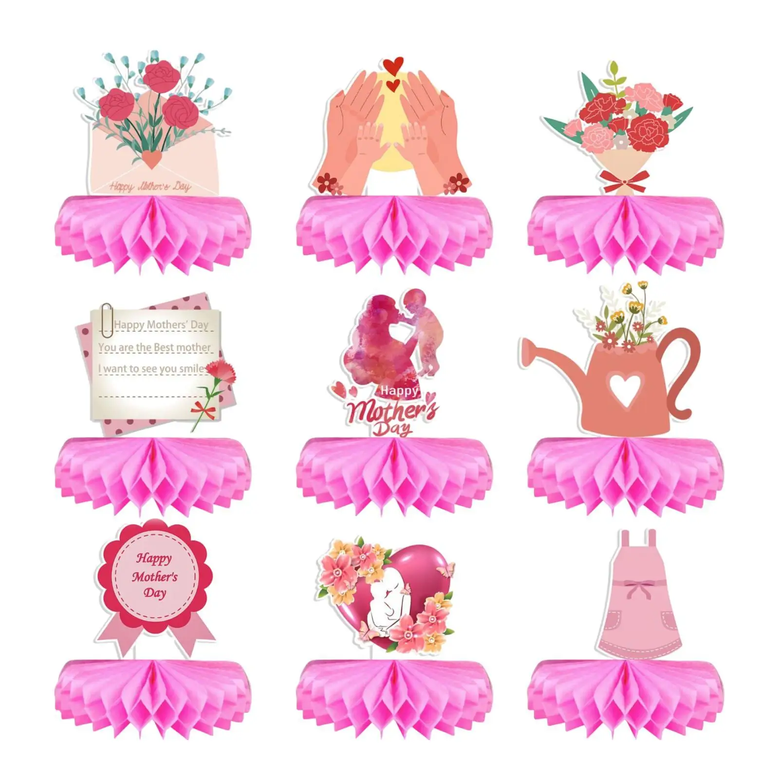 

9x сотовые центральные элементы стола, украшения ко Дню матери, настольные украшения для гостиной, дня рождения, офиса, спальни, магазина