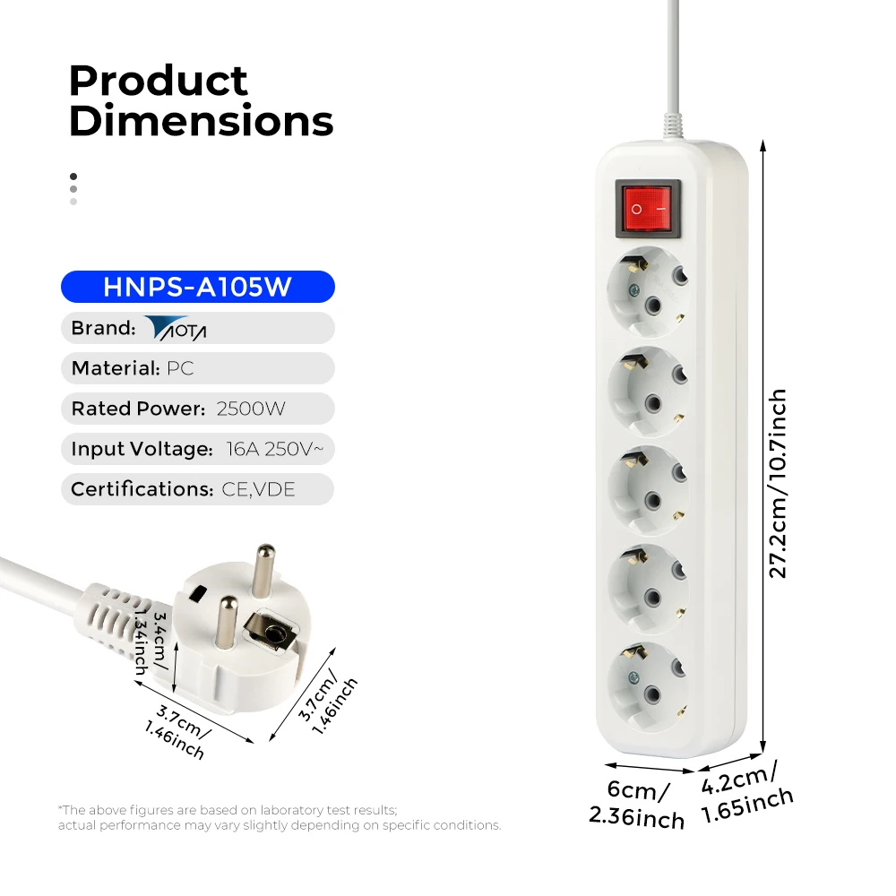 5m European Style Extension Socket 3 5 Outlets Round Power Strip with Surge Protector Industrial Grade AOTA for Indoor