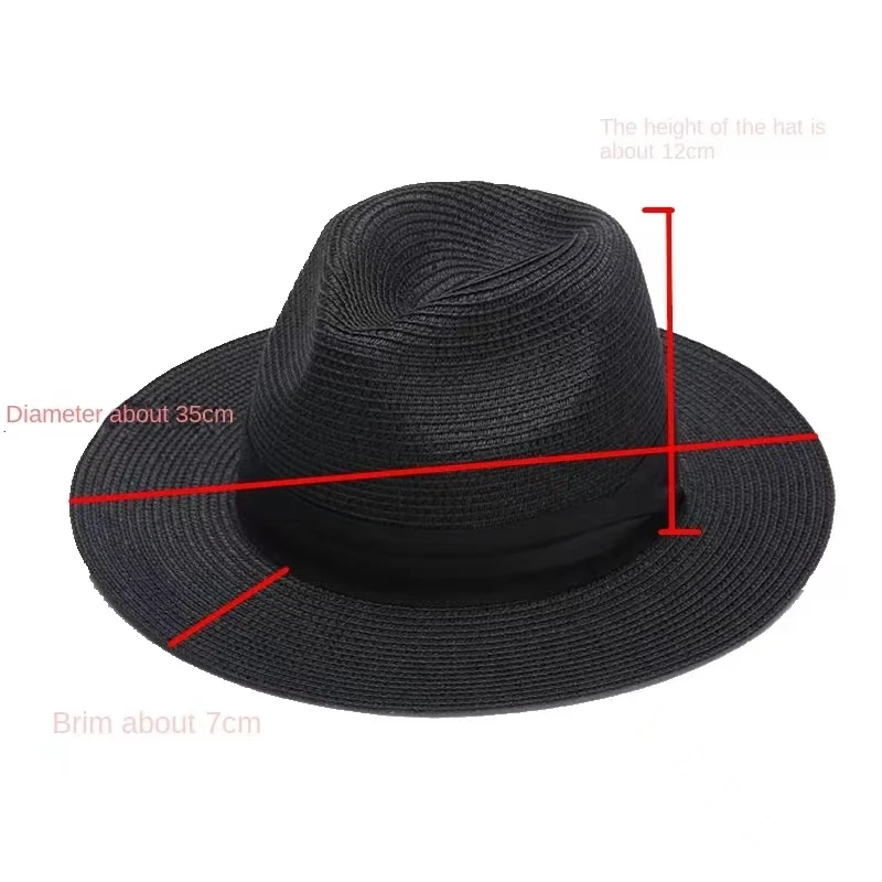 XL Big Head 63CM Summer Beach Woven Sun Hats Men Women Plus Size Jazz UV UPF 50+ Sun Protection Travel Panaman Straw Hats Unisex