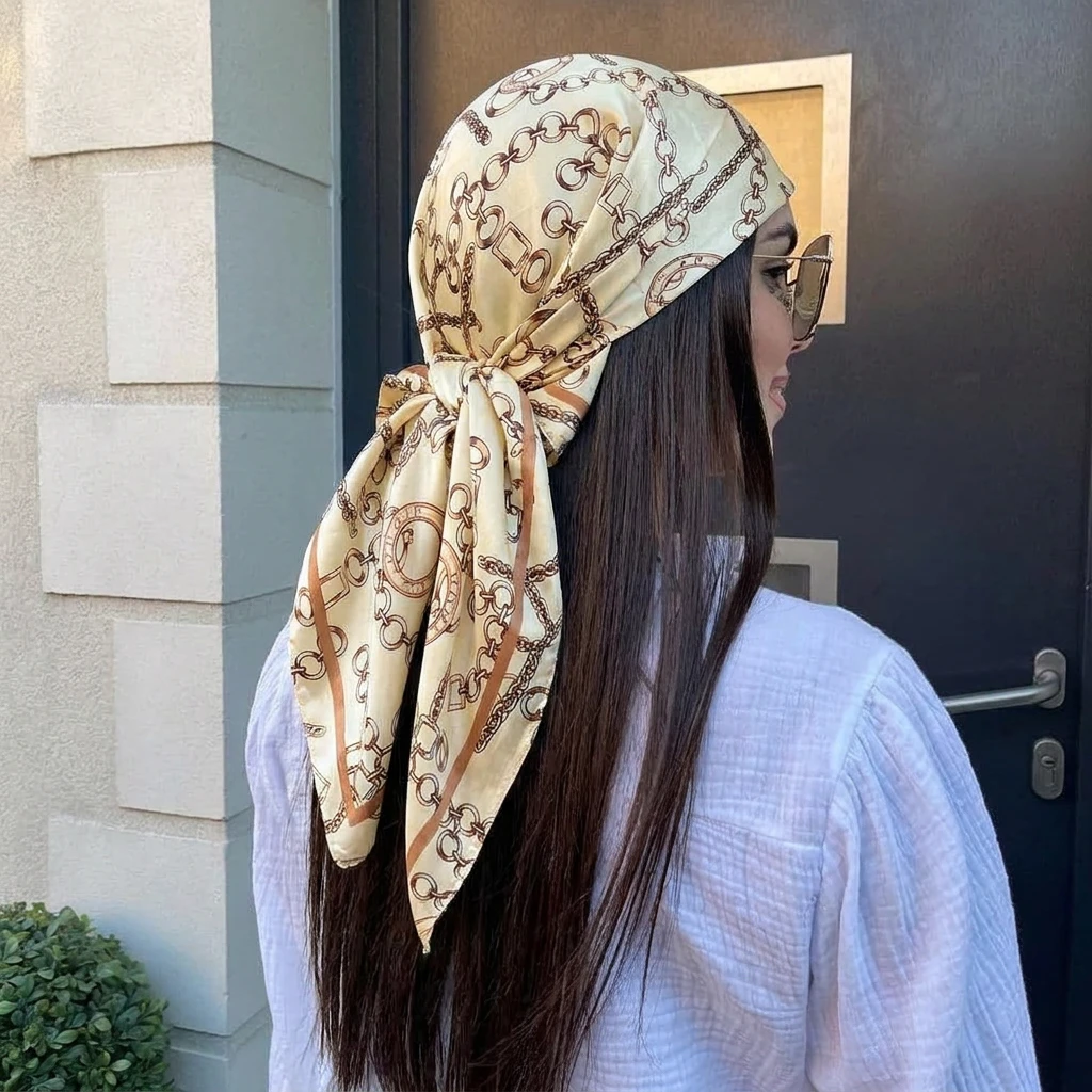 90cm Satin Square Scarf Women  - Scarf Silk Square 评论和价格