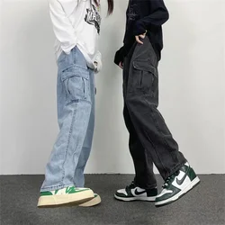 Autumn Men's Oversize Streetwear Jeans Y2K Fashion Baggy Wide Leg Cargo Pants Hip Hop Harajuku Loose Straight Denim Pants Korean